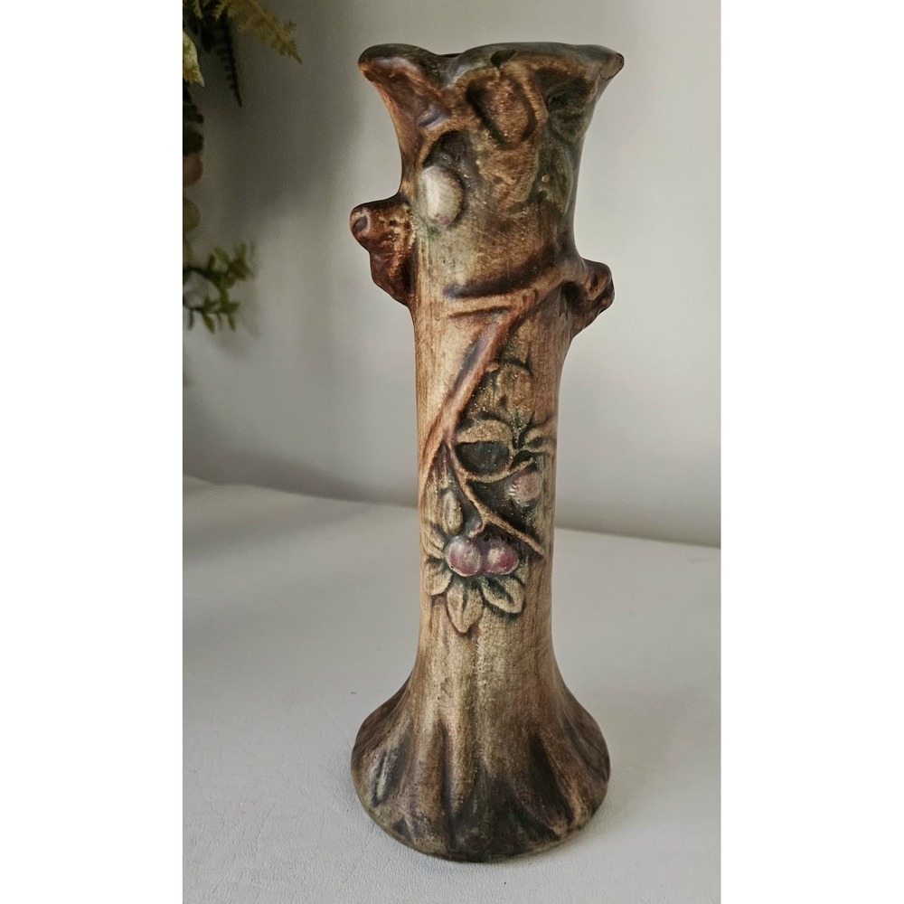 Vintage Weller Pottery Bud Vase Woodcraft Apple Tree